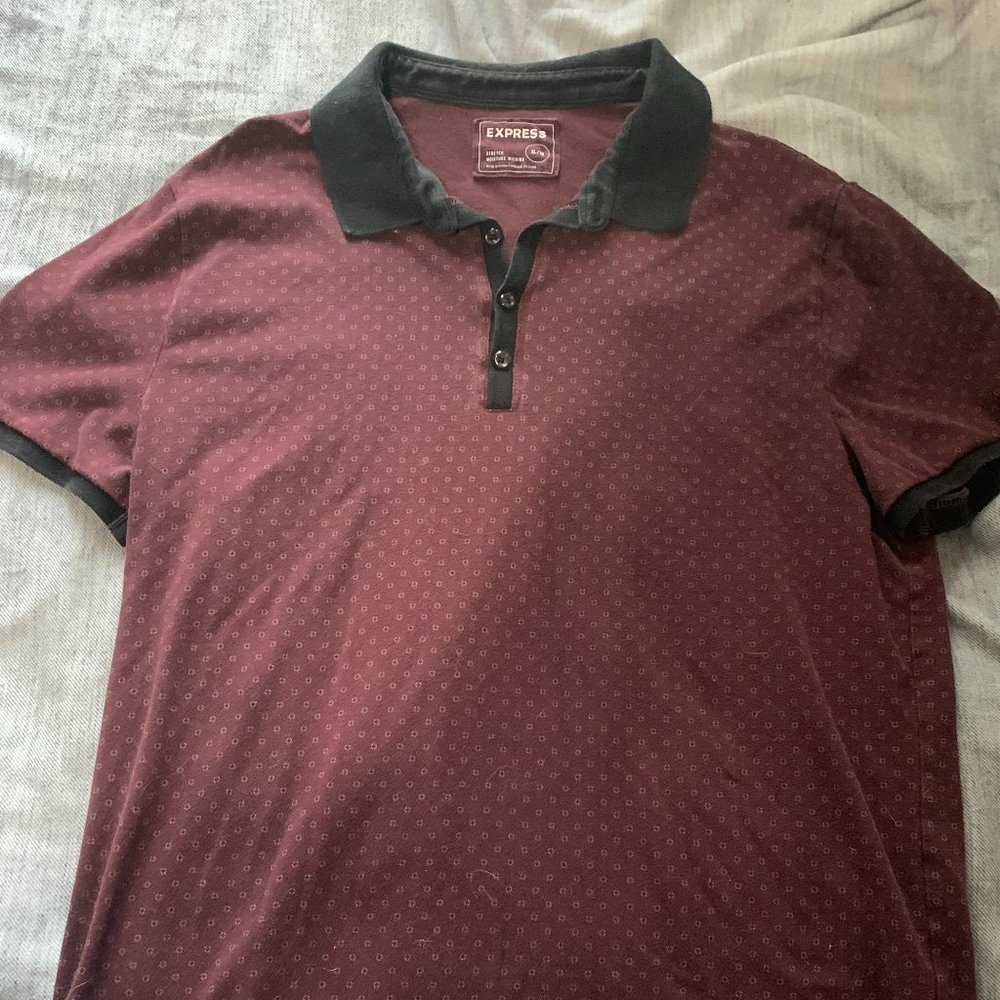Express Maroon Printed Polo
